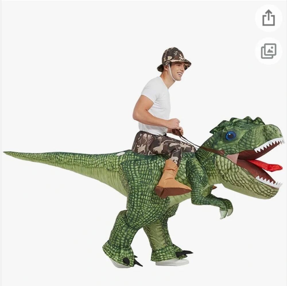 NIB One Casa Inflatable Dinosaur Costume Adult Blow Up Ride T-Rex One Size